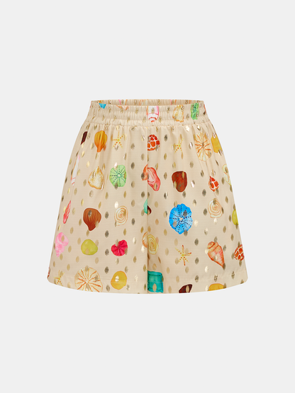 Seashell Print Golden Dot Two Piece Shorts Set
