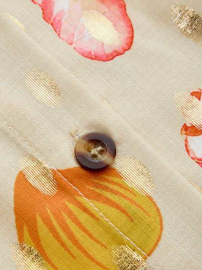 Seashell Print Golden Dot Two Piece Shorts Set