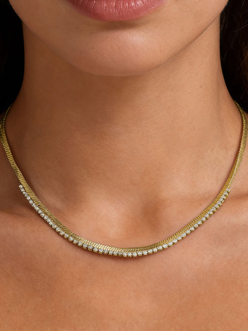 Snake Chain Inlaid Crystal Choker Necklace