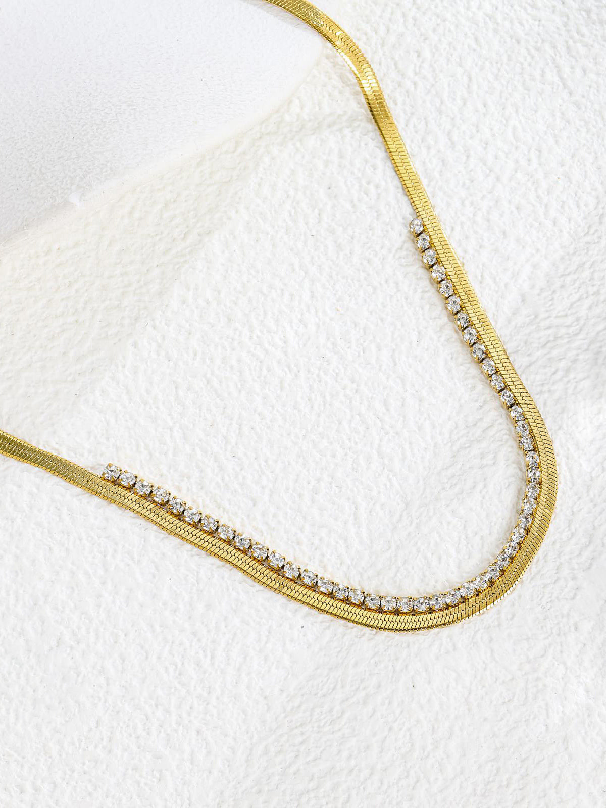 Snake Chain Inlaid Crystal Choker Necklace