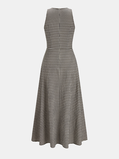 Textured Striped Sleeveless Asymmetrical Dress