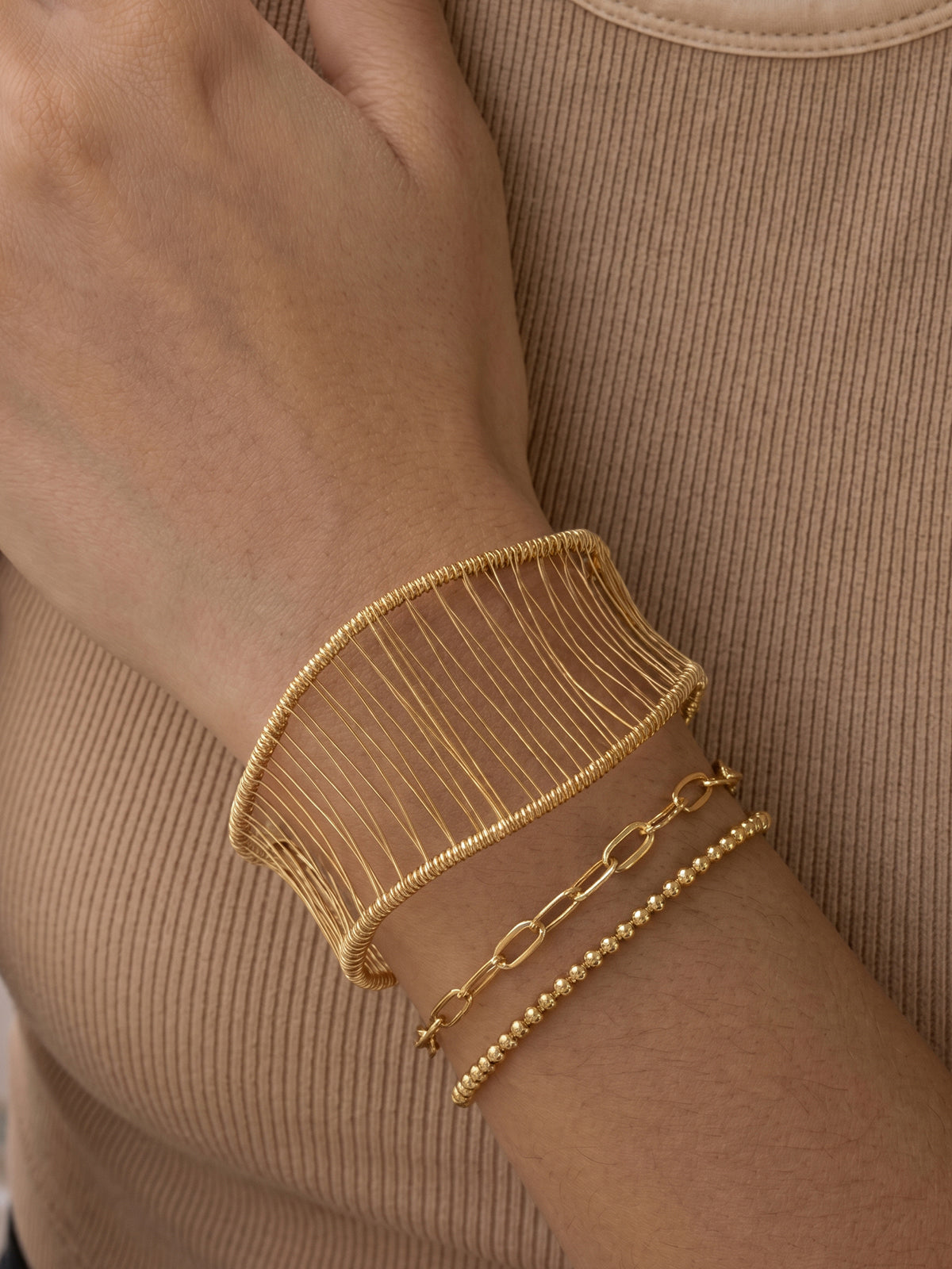 Geometric Wire Open Cuff Bangle