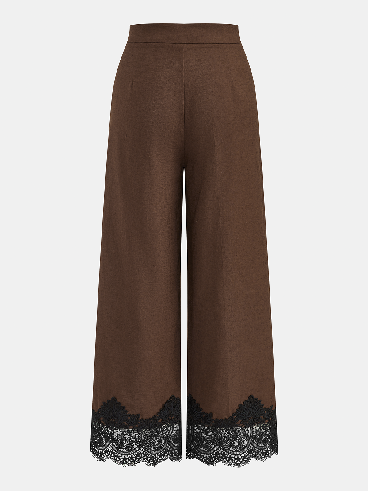 Cotton Linen Lace Trim Wide Leg Pants