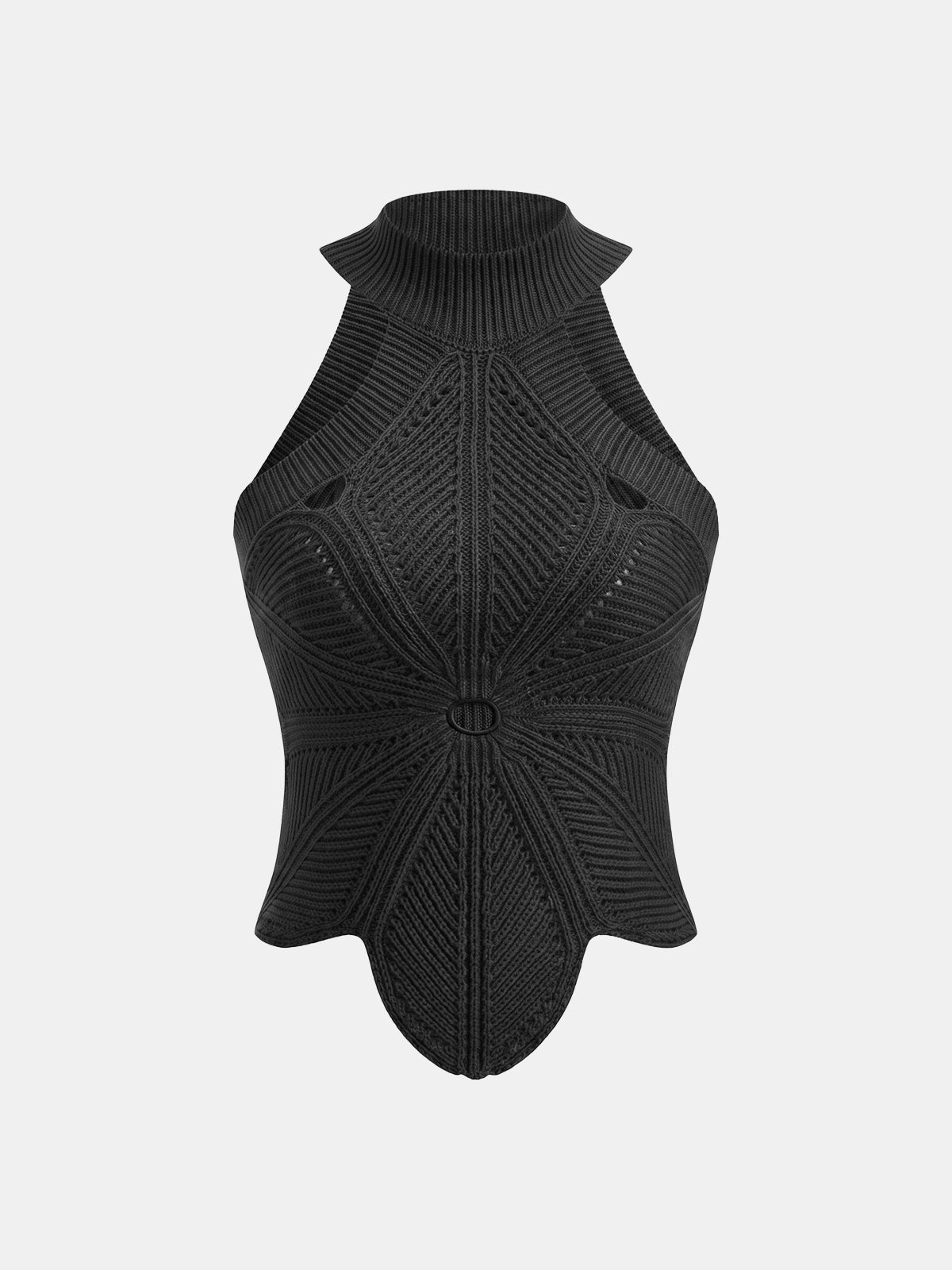 Sleeveless Hollow Out Knit Halter Top