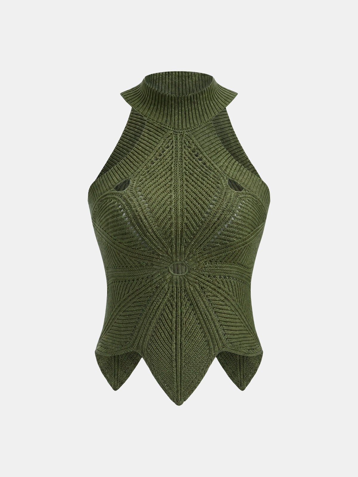 Sleeveless Hollow Out Knit Halter Top