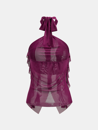Plum Cascade Halter Blouse