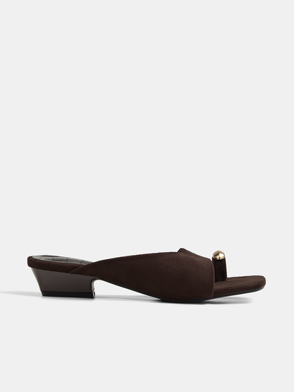 Metal Accent Croc Embossed Flat Slide Sandals