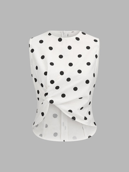 Polka Dot Twist Top & Belted Pants Set