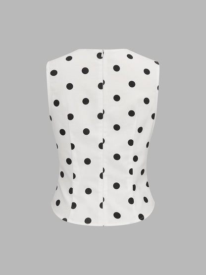 Polka Dot Twist Top & Belted Pants Set