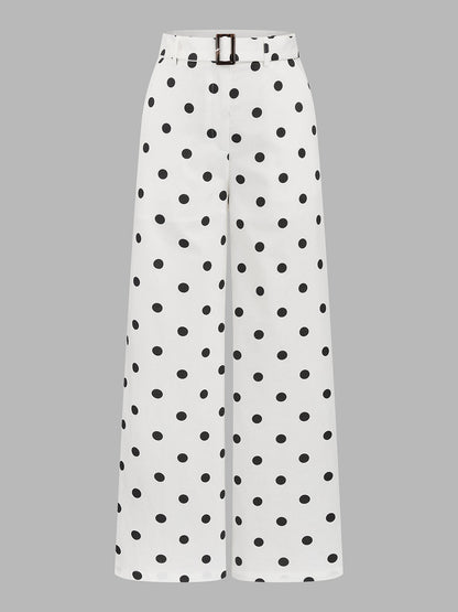 Polka Dot Twist Top & Belted Pants Set