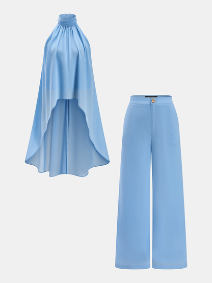 Flowy Chiffon Sleeveless Top & Pants Set
