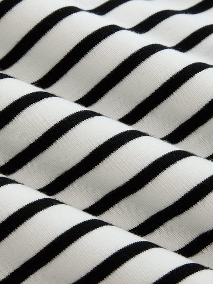 Striped Tie-Front V-Neck Slim Top