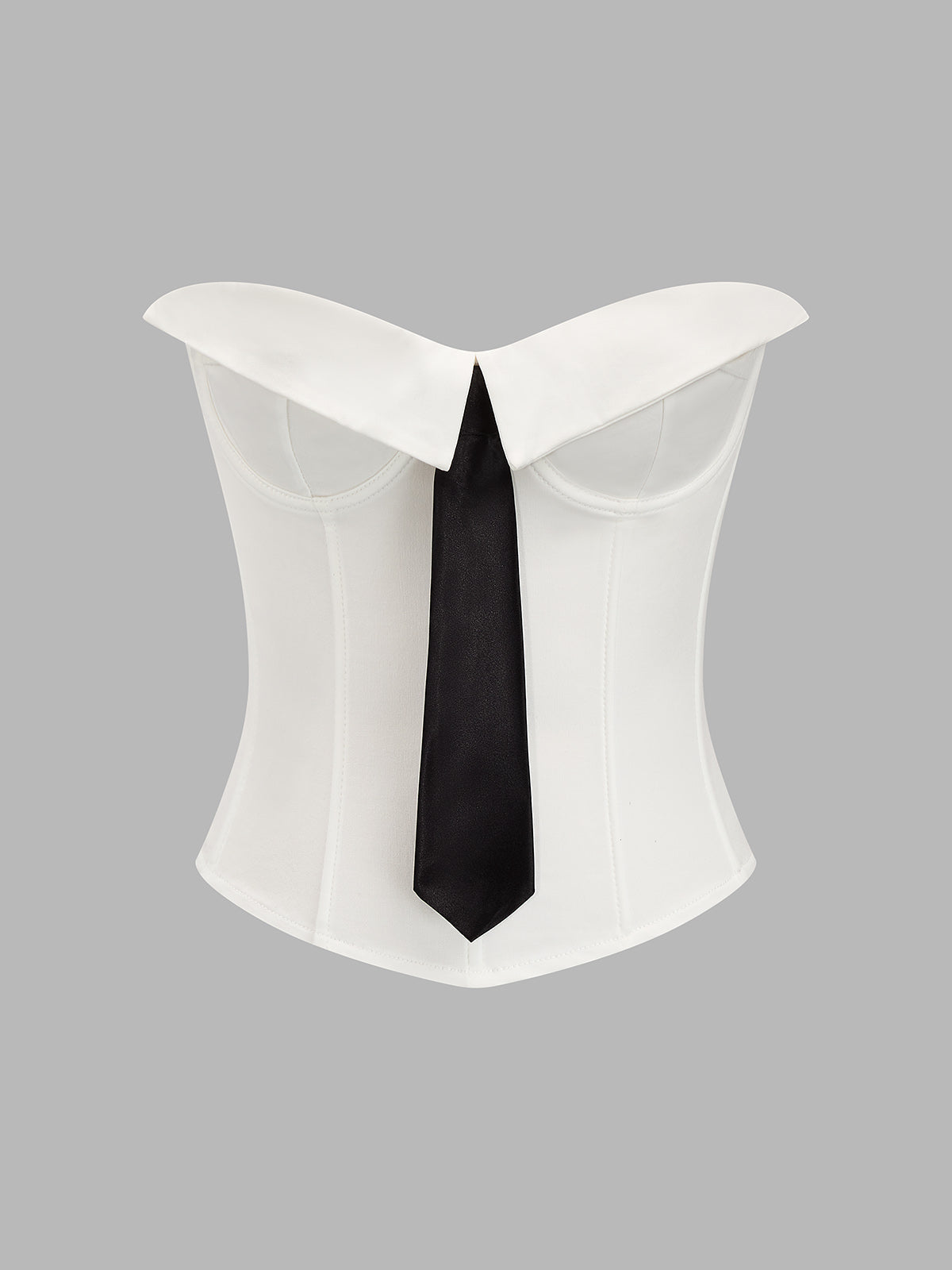 Fold Over Strapless Tie Decor Corset Top