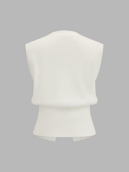 Floral Embroidery Metal Detail Knit Vest