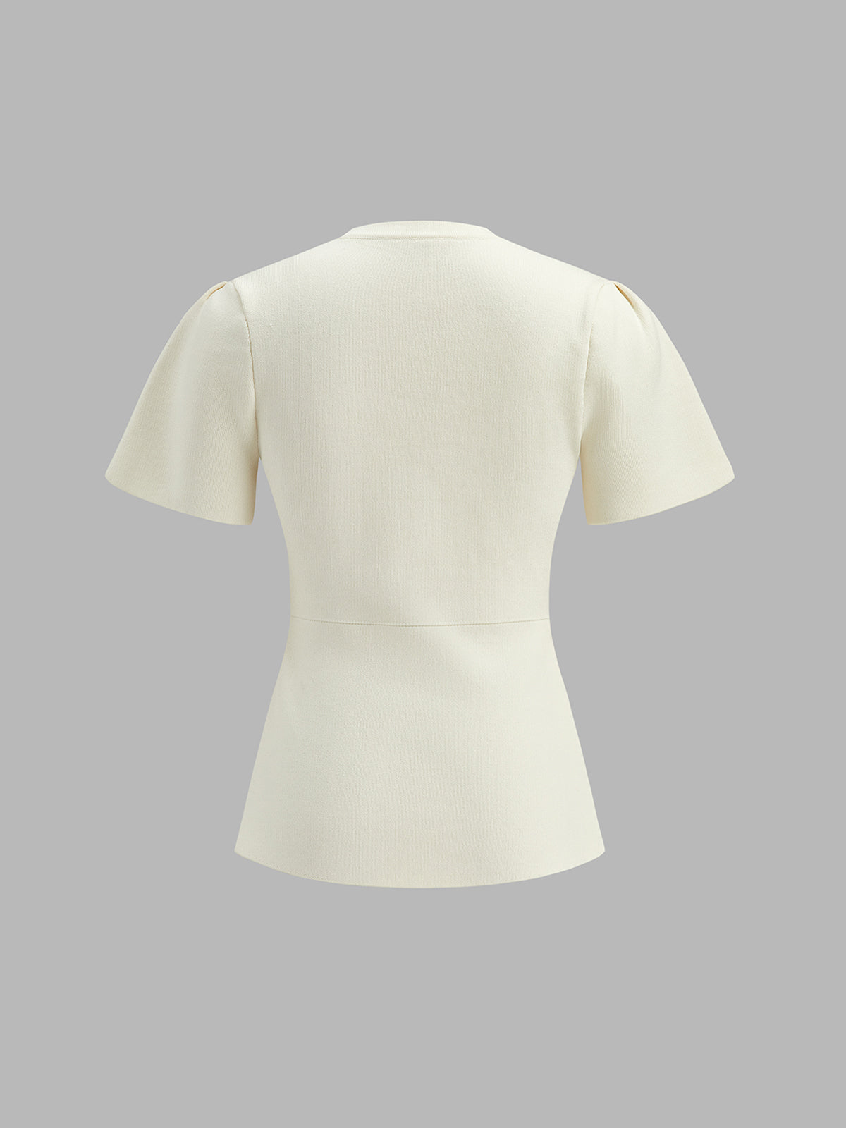 Flutter Sleeve Metal Button Knit Top