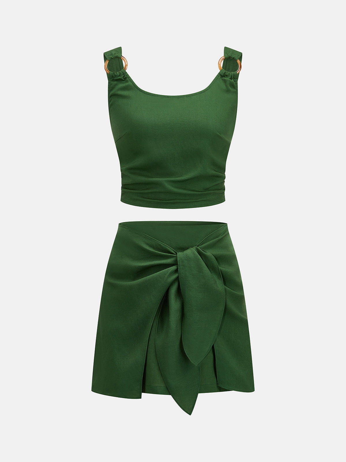 Linen Blend Two-Piece Skirt Set