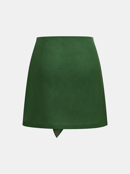 Linen Blend Two-Piece Skirt Set