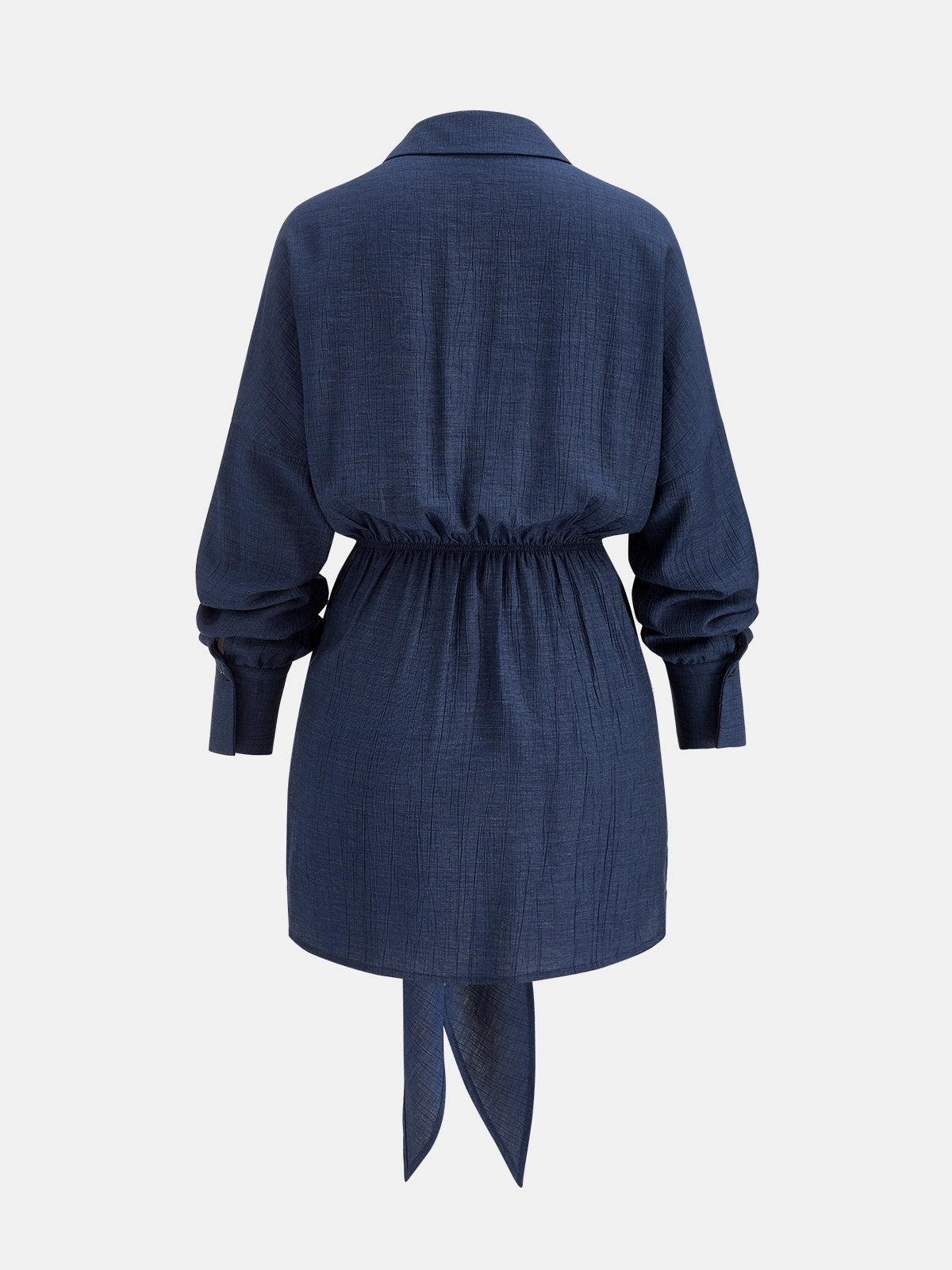 Tie Waist Textured Shirt Mini Dress