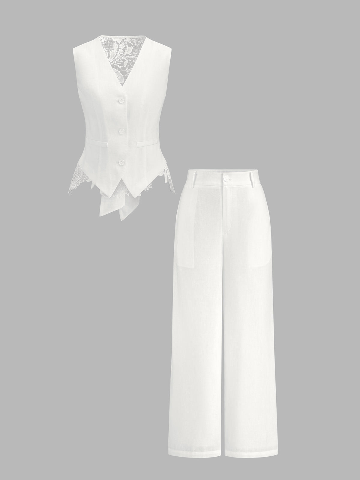 Lace Back Bow Vest & Pants Set