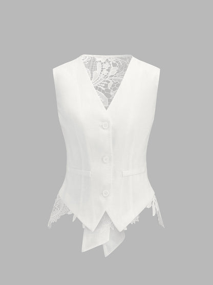 Lace Back Bow Vest & Pants Set