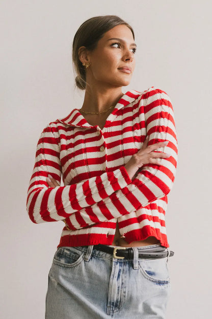 Blakley Cable Knit Sweater in Red - FINAL SALE