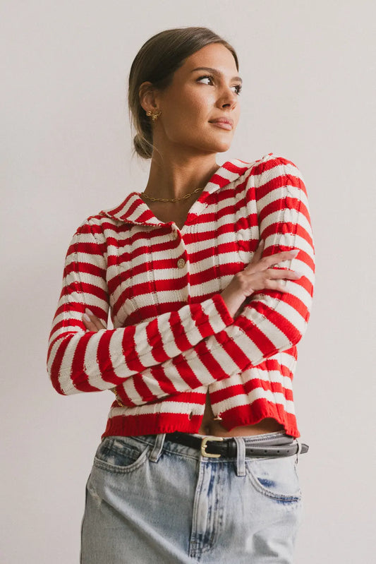 Blakley Cable Knit Sweater in Red - FINAL SALE