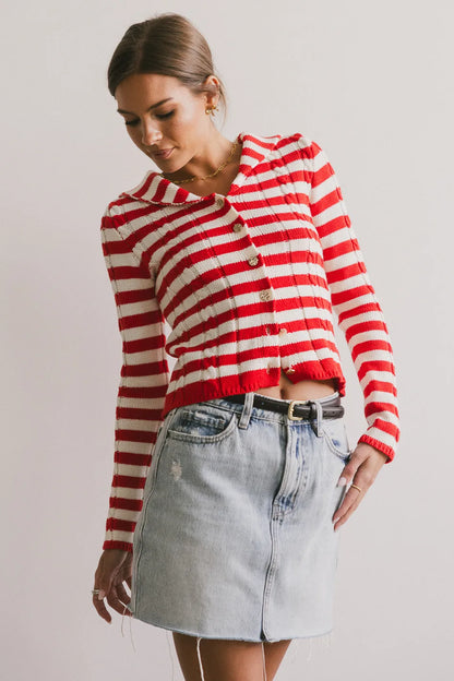 Blakley Cable Knit Sweater in Red - FINAL SALE