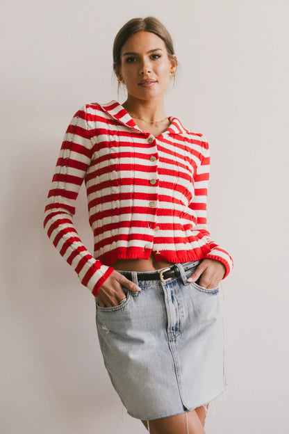 Blakley Cable Knit Sweater in Red - FINAL SALE