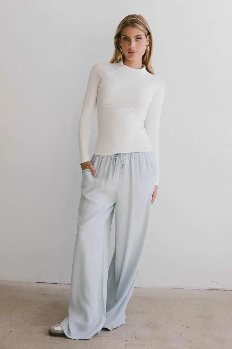 Amaya Mock Neck Top in Ivory - FINAL SALE