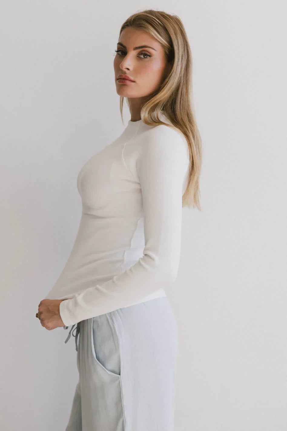 Amaya Mock Neck Top in Ivory - FINAL SALE