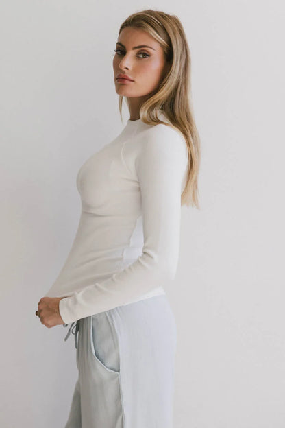 Amaya Mock Neck Top in Ivory - FINAL SALE