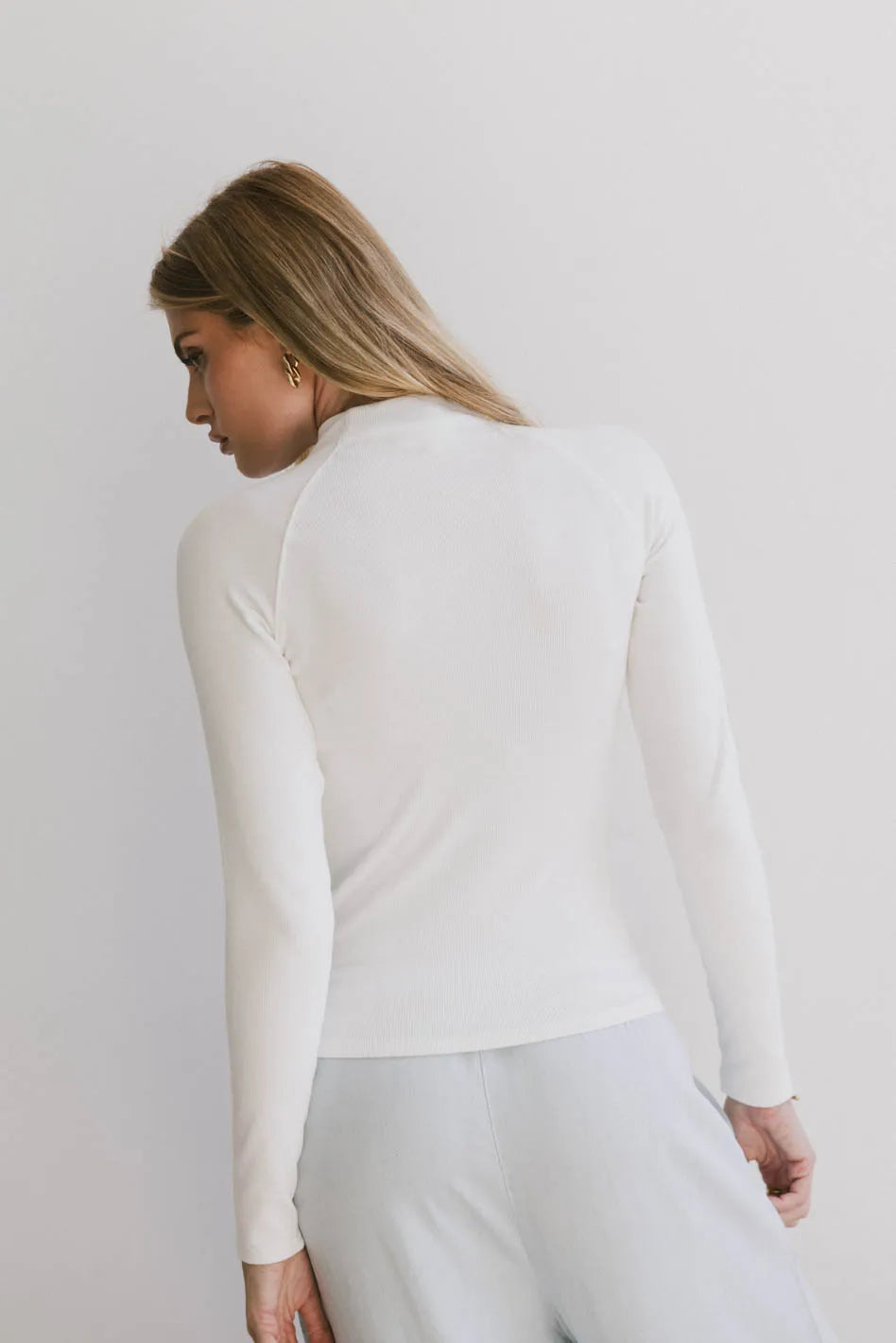 Amaya Mock Neck Top in Ivory - FINAL SALE