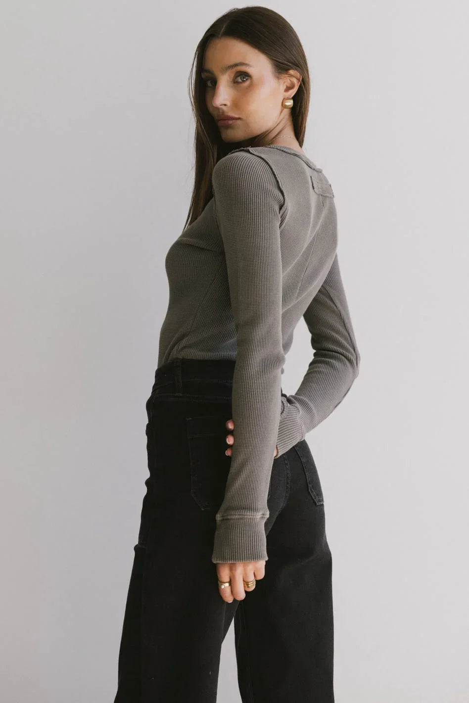 Conrad Fitted Waffle Tee in Olive - FINAL SALE
