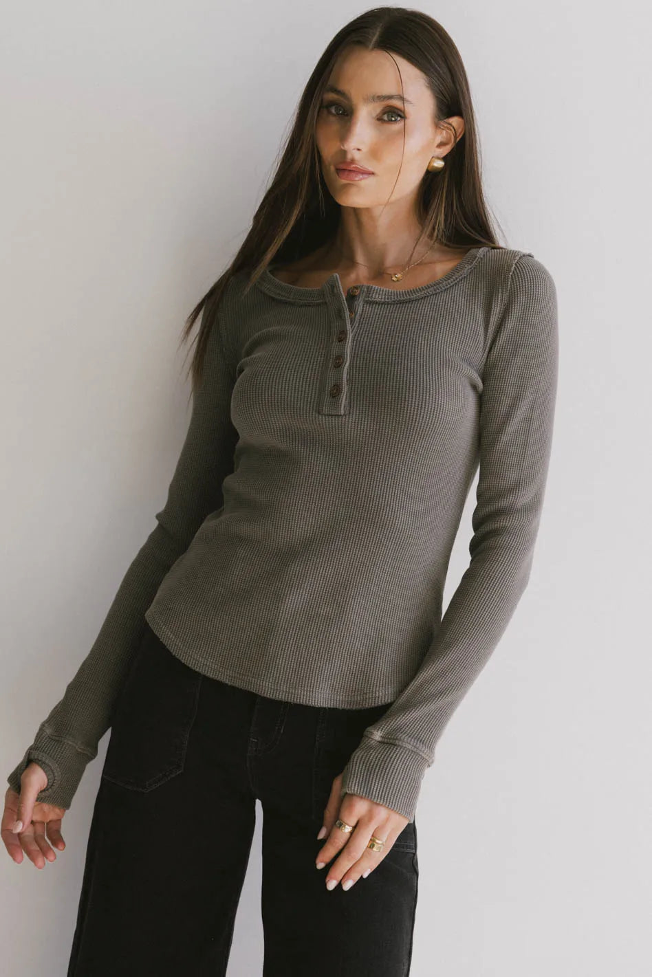 Conrad Fitted Waffle Tee in Olive - FINAL SALE