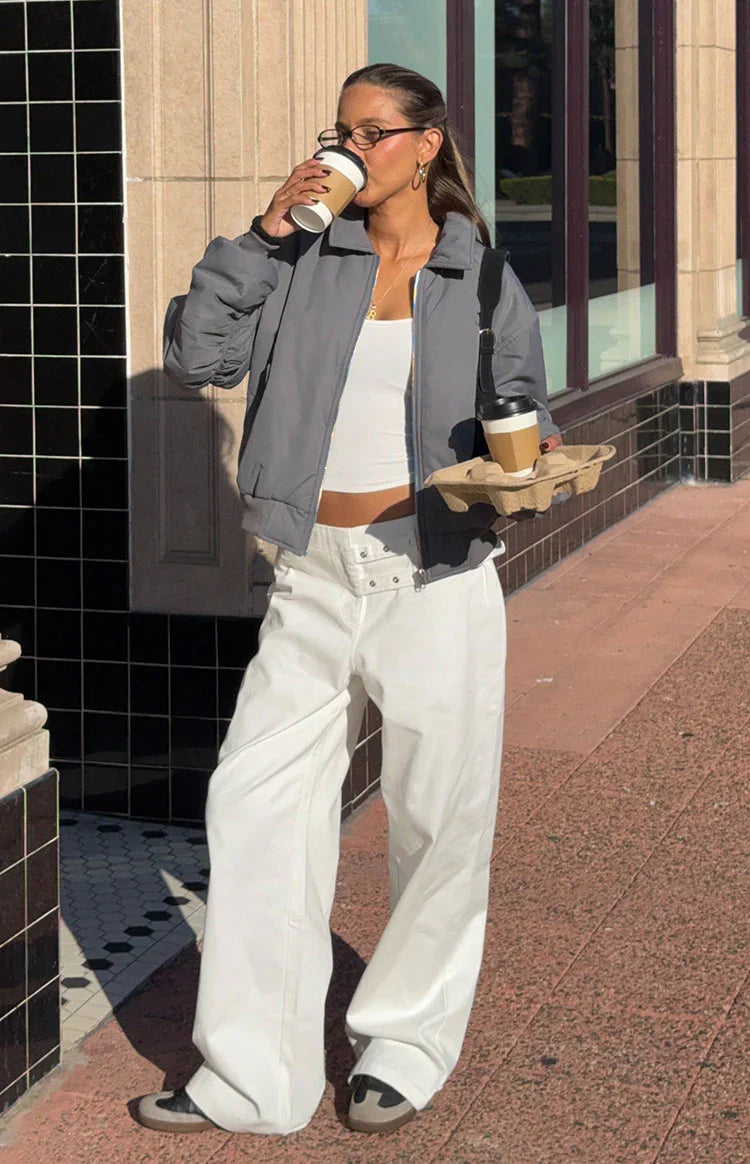 Benson Grey Puff Bomber Jacket