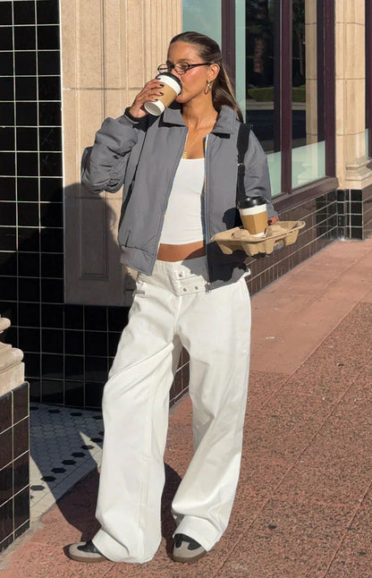 Benson Grey Puff Bomber Jacket