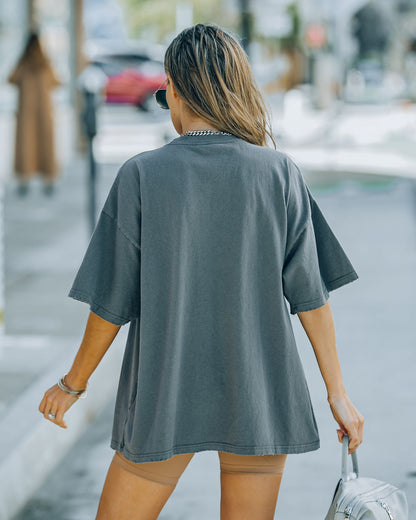 Brandon Cotton Oversized Tee - Charcoal