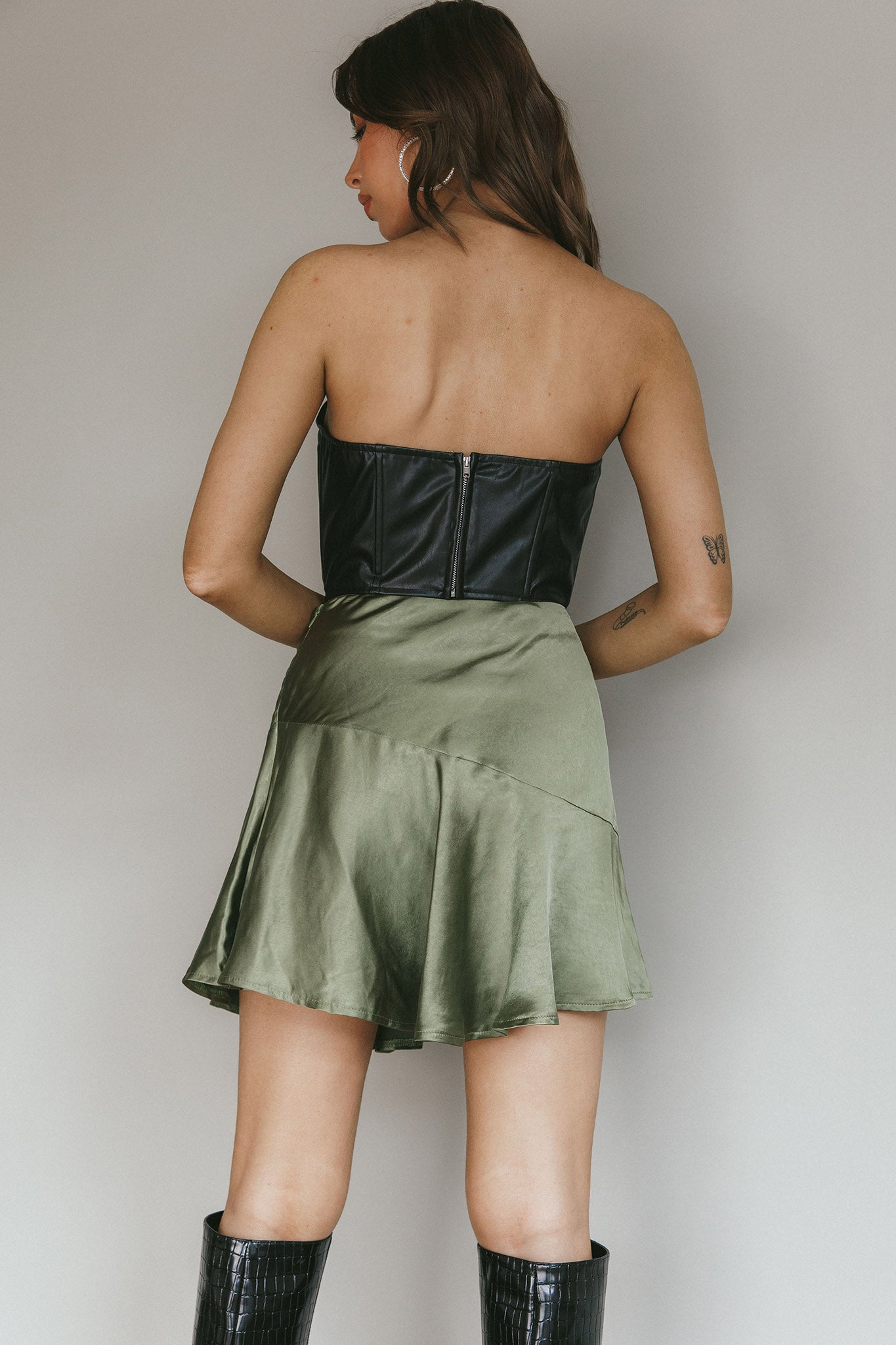 Gwyneth Flounce Mini Skirt Khaki