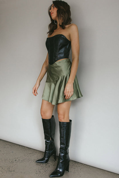 Gwyneth Flounce Mini Skirt Khaki