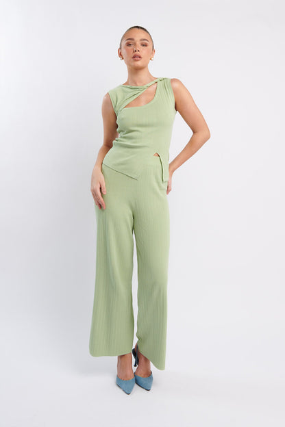 Rossana Long Knit Pants Sage