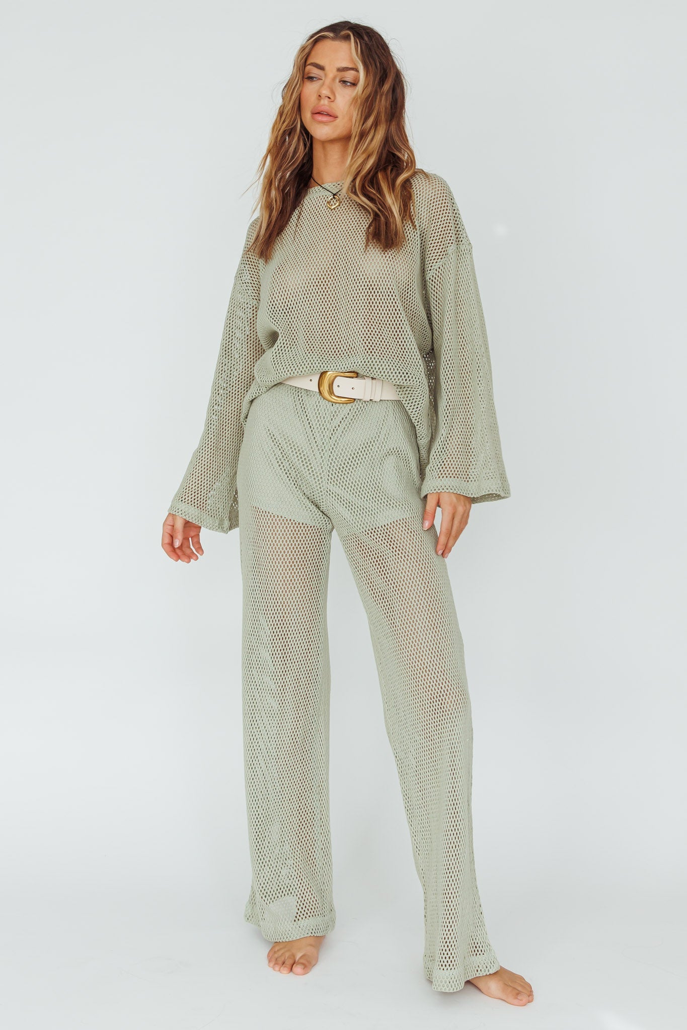 Mahina Long Net Pants Sage