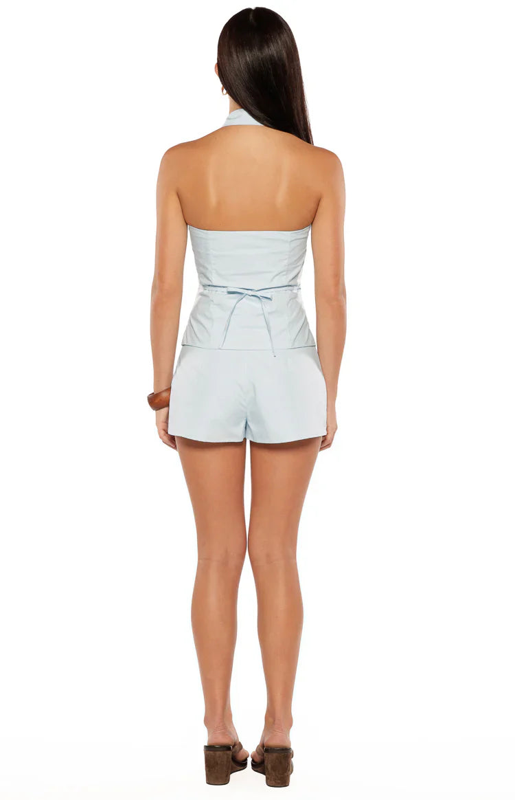 Caelan Blue Button Up Top