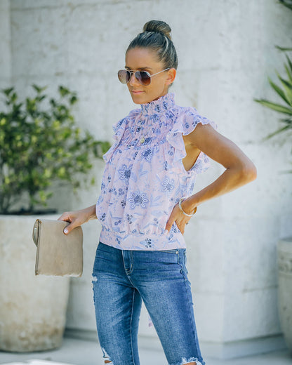 Cardi Floral Chiffon Tie Blouse
