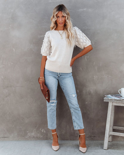 Caymus Cotton Blend Pom Sweater Top