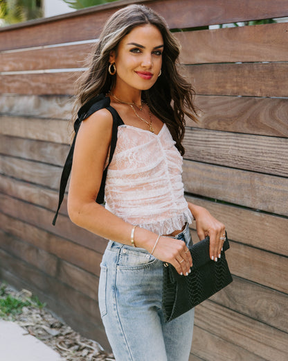 Central Park Ruched Lace Crop Top