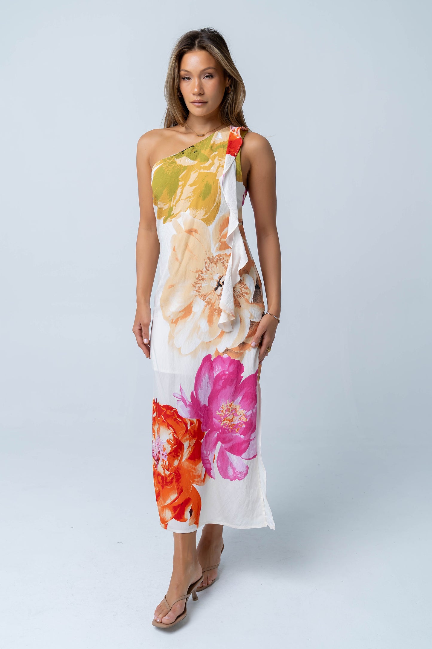 Erica Asymmetrical Floral Maxi Dress