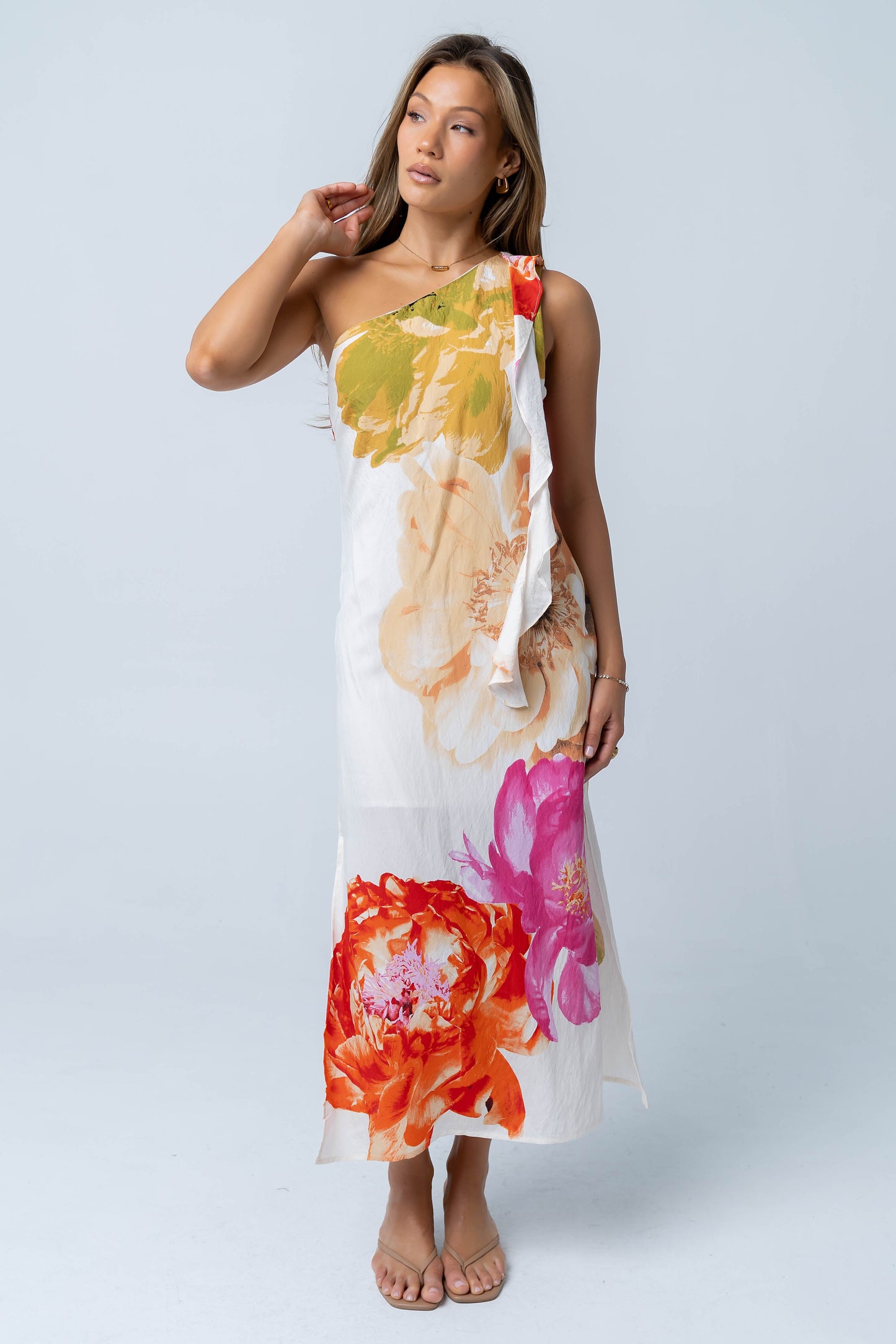 Erica Asymmetrical Floral Maxi Dress