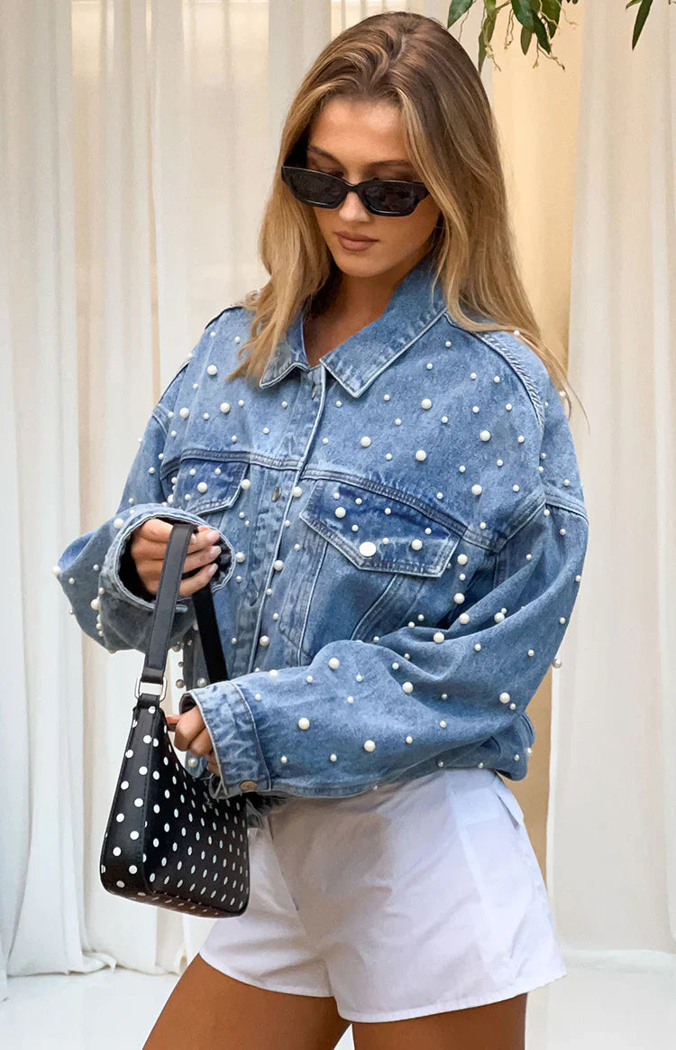 Denim Dazzle Pearl Mid Wash Denim Jacket
