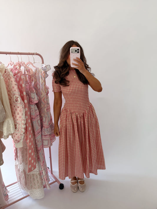Strawberry Shortcake 🍰 Gingham Midi Dress