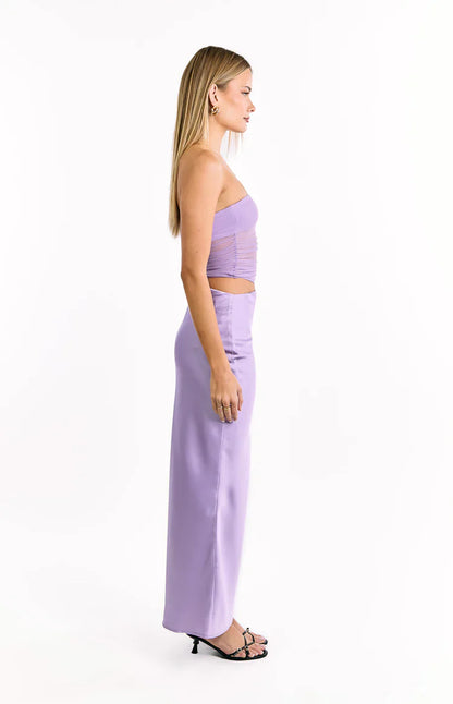 Elinor Lilac Satin Maxi Dress